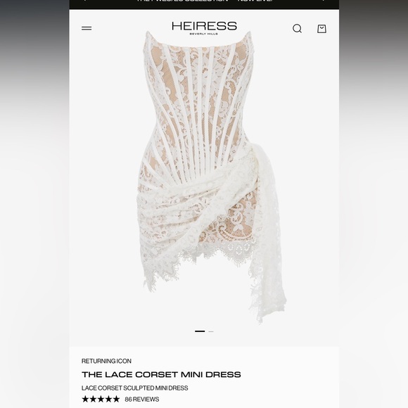 Heiress Beverly Hills Dresses & Skirts - Heiress Lace Corset Mini Dress in Ivory
